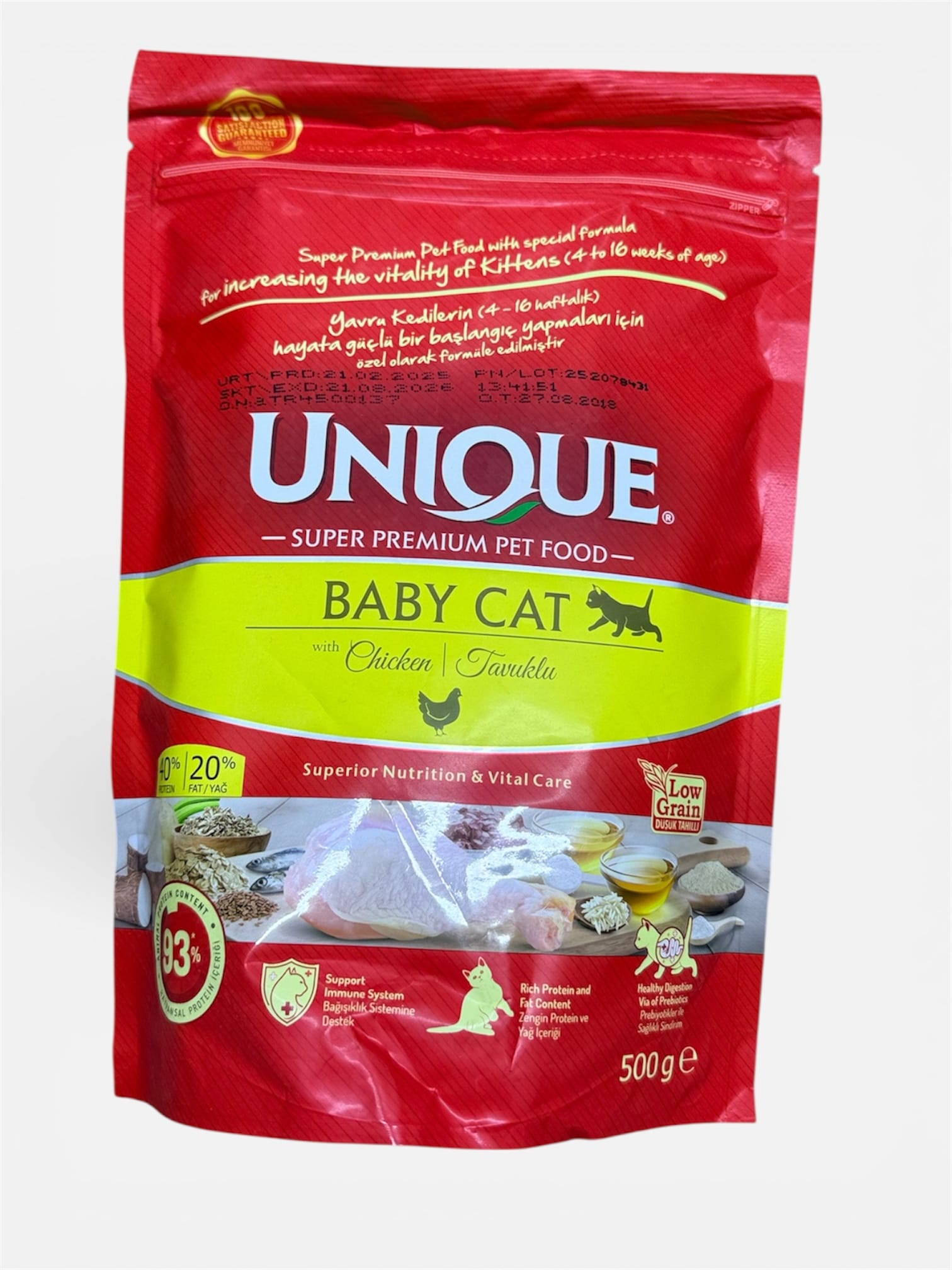 UNIQUE TAVUKLU YAVRU KEDİ MAMASI 500gr