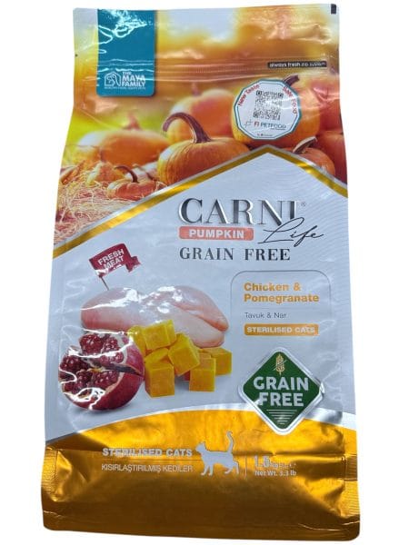 CARNI PUMPKIN GRAIN FREE KISIRLAŞTIRILMIŞ KEDİLER İÇİN TAVUK&NAR'LI MAMA 1,5kg
