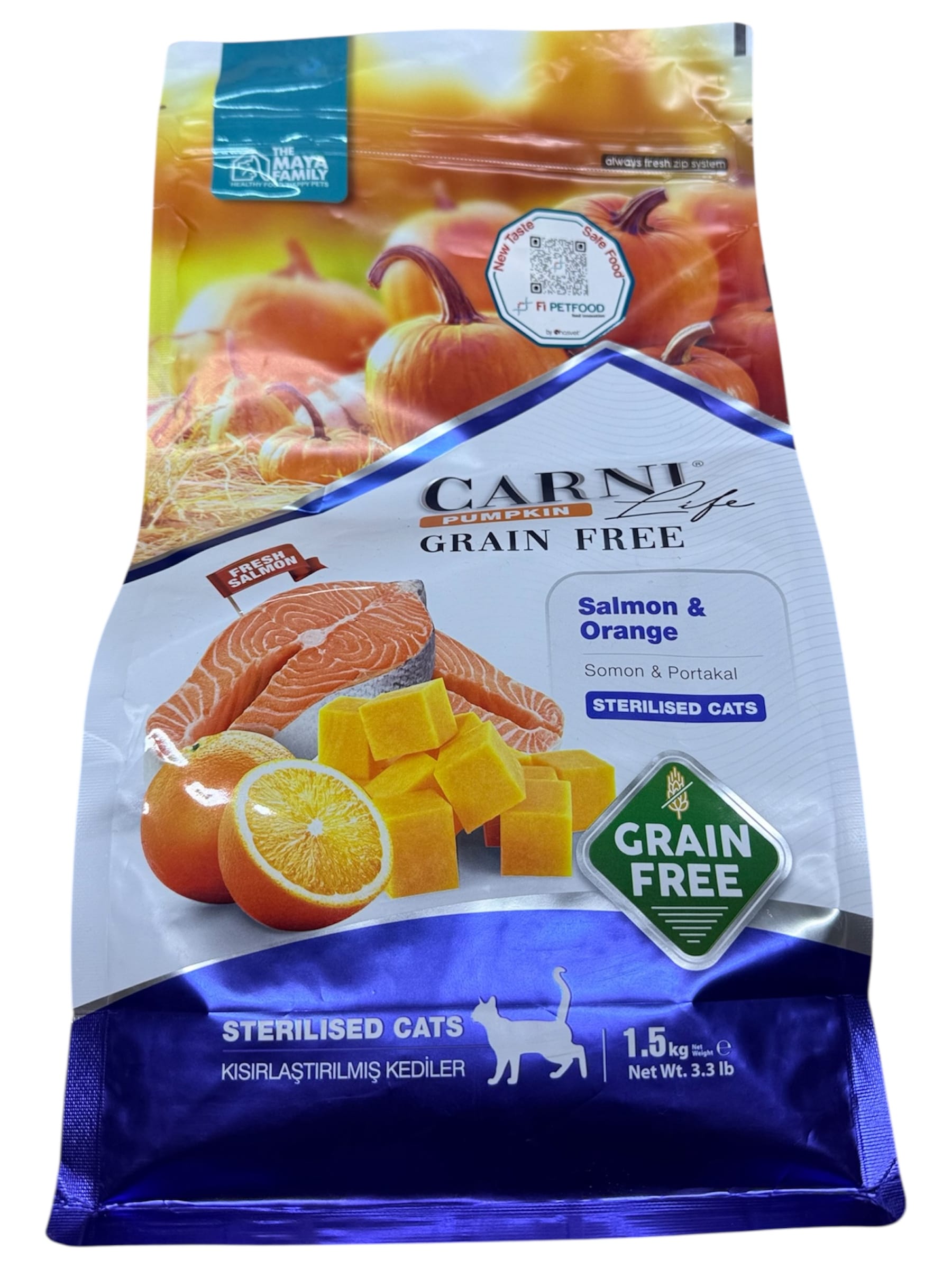 CARNI PUMPKIN GRAIN FREE KISIRLAŞTIRILMIŞ KEDİ MAMASI SOMON&PORTAKAL 1,5kg