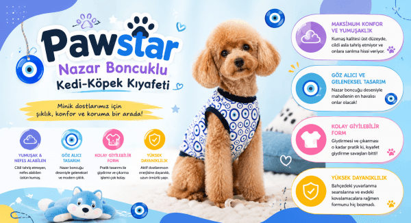 PAWSTAR NAZAR BONCUK DESENLİ KEDİ KÖPEK KIYAFETİ