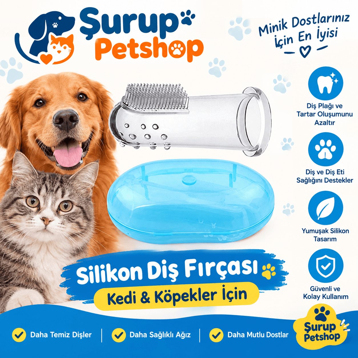 Kedi ve Köpekler için Silikon Diş Fırçası