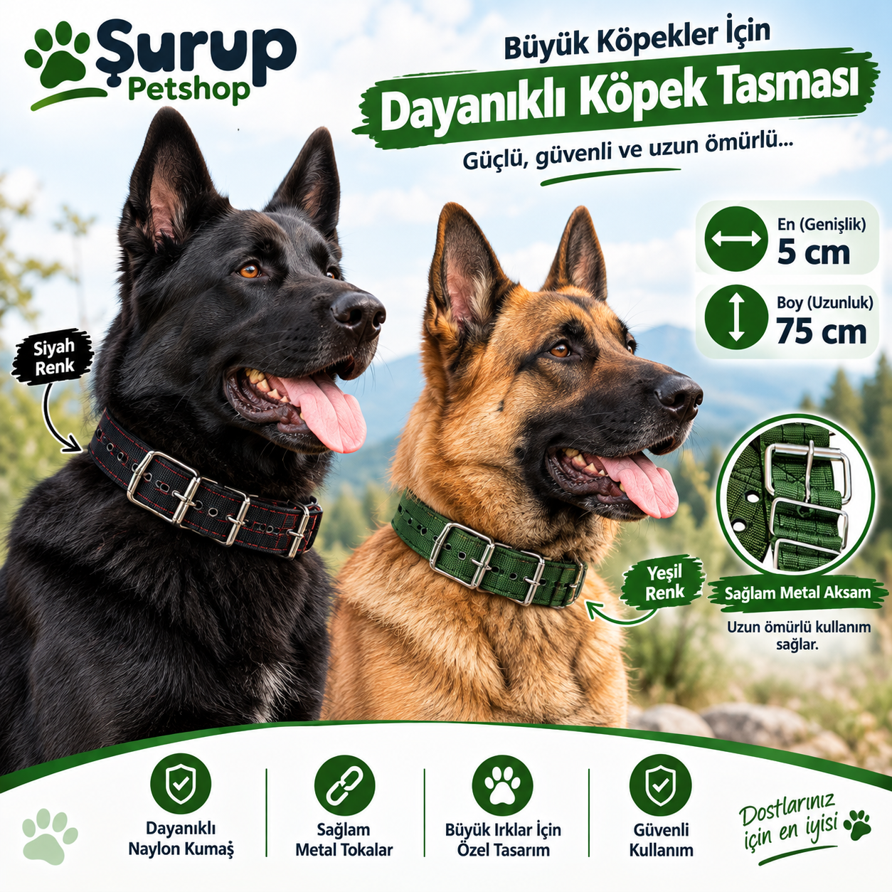 Lion Pet Büyük Irk Boyun Tasması (En 5,Boy 75cm)